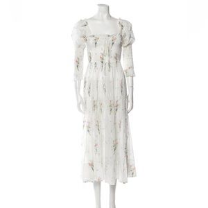 Doen Dress Bijou painted Bouquet size Medium midi square neck smocked maternity